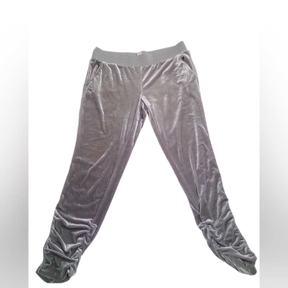 Juicy Couture Gray Y2K Velour Pull on Cinched Leg Jogger Track Pants Lar…